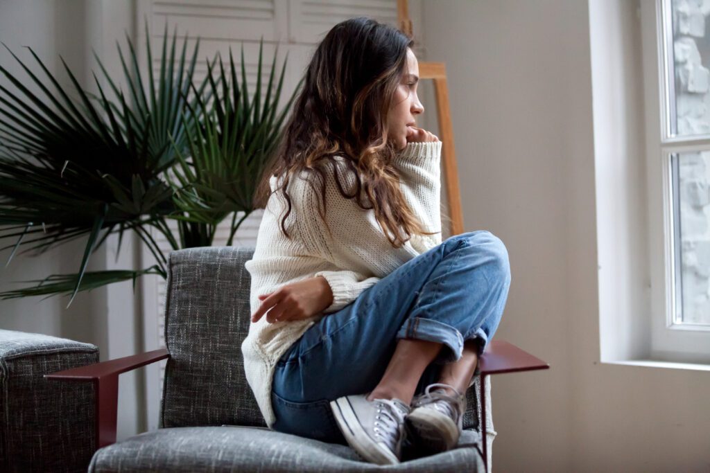 Individual struggling with anxiety